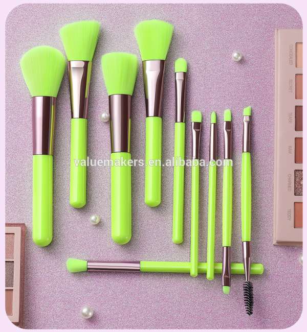 Wholesale Beauty Makeup Brushes 10pcs Makeup Professional Private Label Colorful Neon makeup Brush set