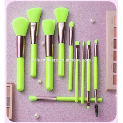 Wholesale Beauty Makeup Brushes 10pcs Makeup Professional Private Label Colorful Neon makeup Brush set